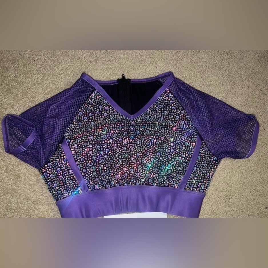 Rebel Athletic Mesh Sleeved Cropped Tee Crystal Couture